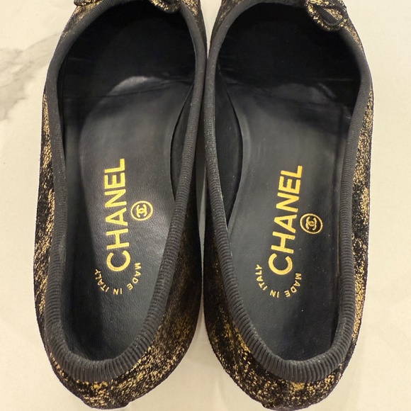CHANEL METALLIC BALLET FLATS BALLERINA FLATS SIZE 37 - Picture 6 of 7